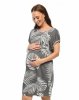 MijaCulture - labour maternity breastfeeding nightdress 4123 M80 Graphit / Palm trees